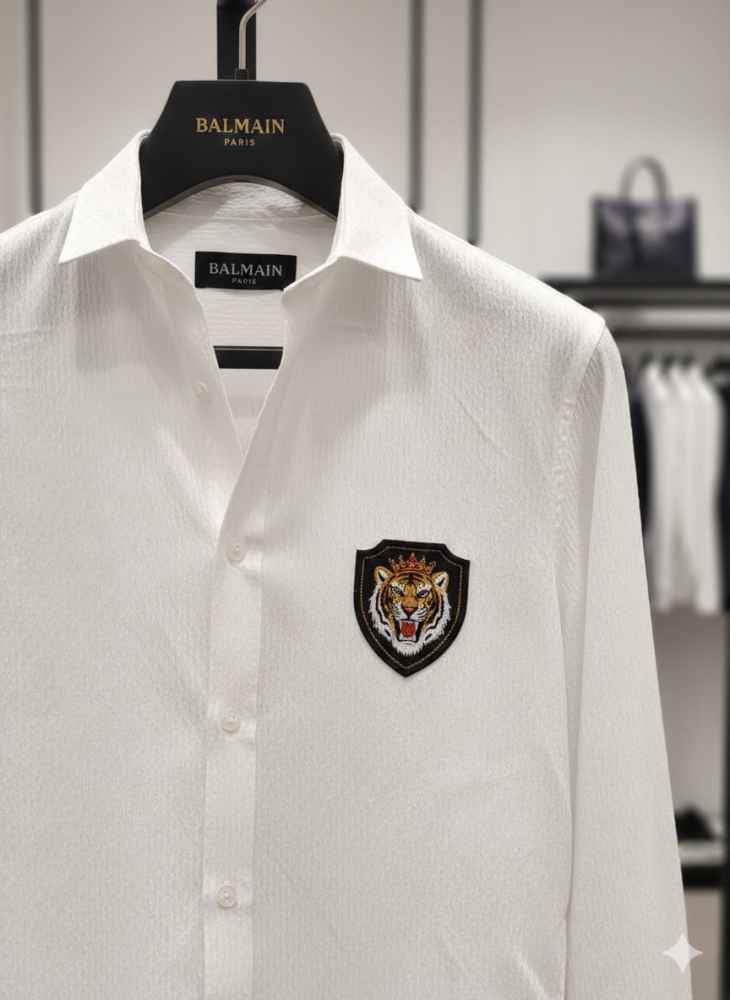 Balmain Embroidered White Premium Cotton Shirt-1
