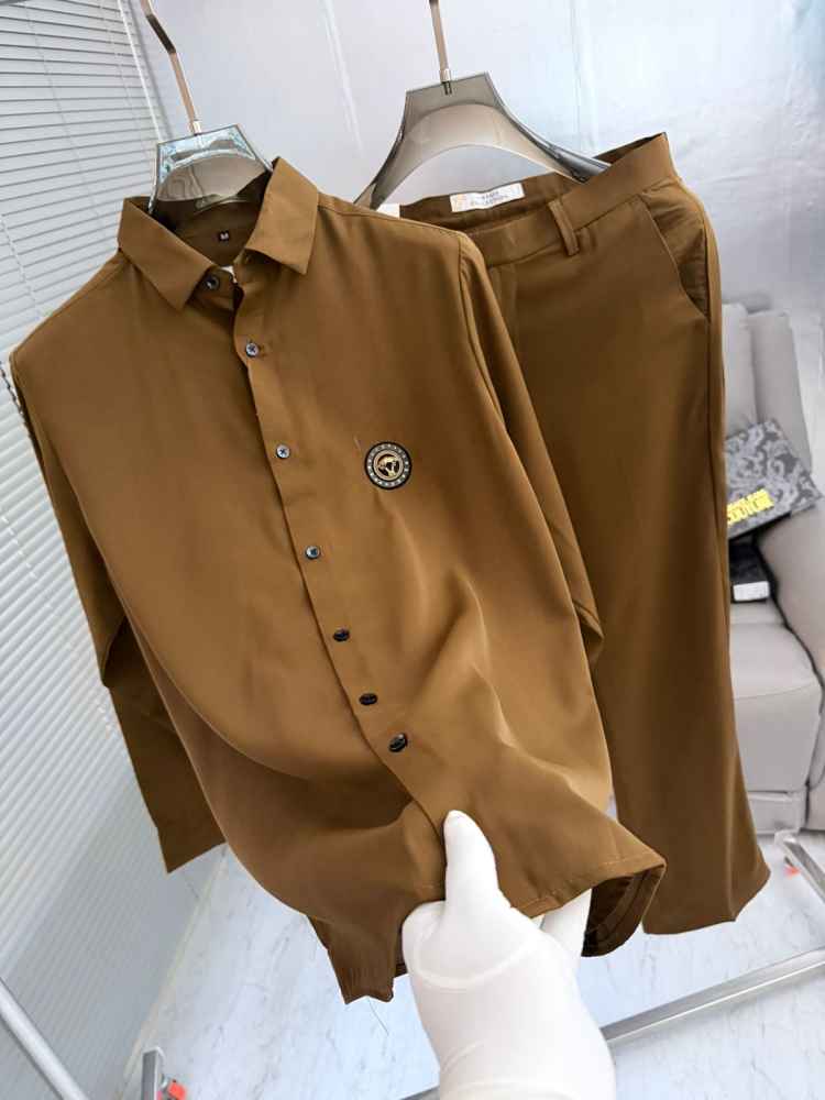 Versace Brown Premium Quality Shirt & Trouser Combo-1