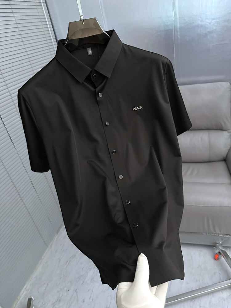 Prada Black Premium Quality Short Sleeve Shirt-thumb-2