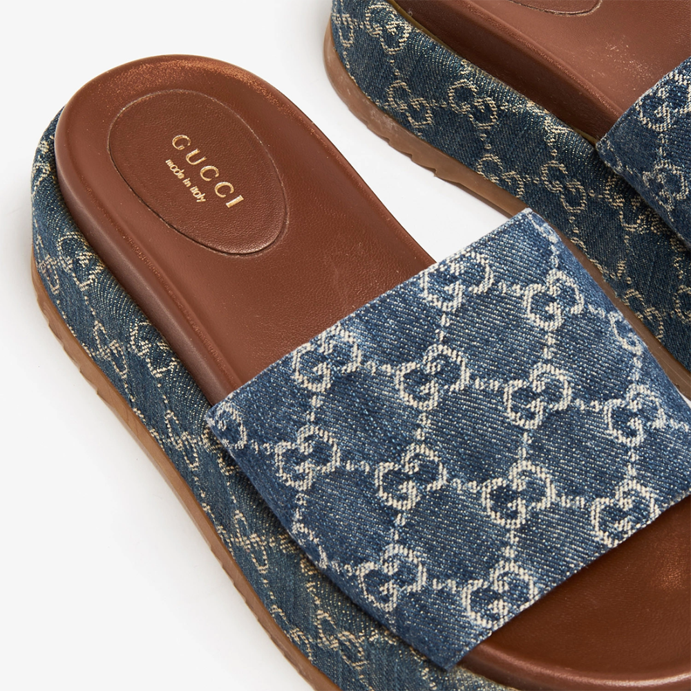 Gucci Angelina Blue Platform Slide Sandals-4