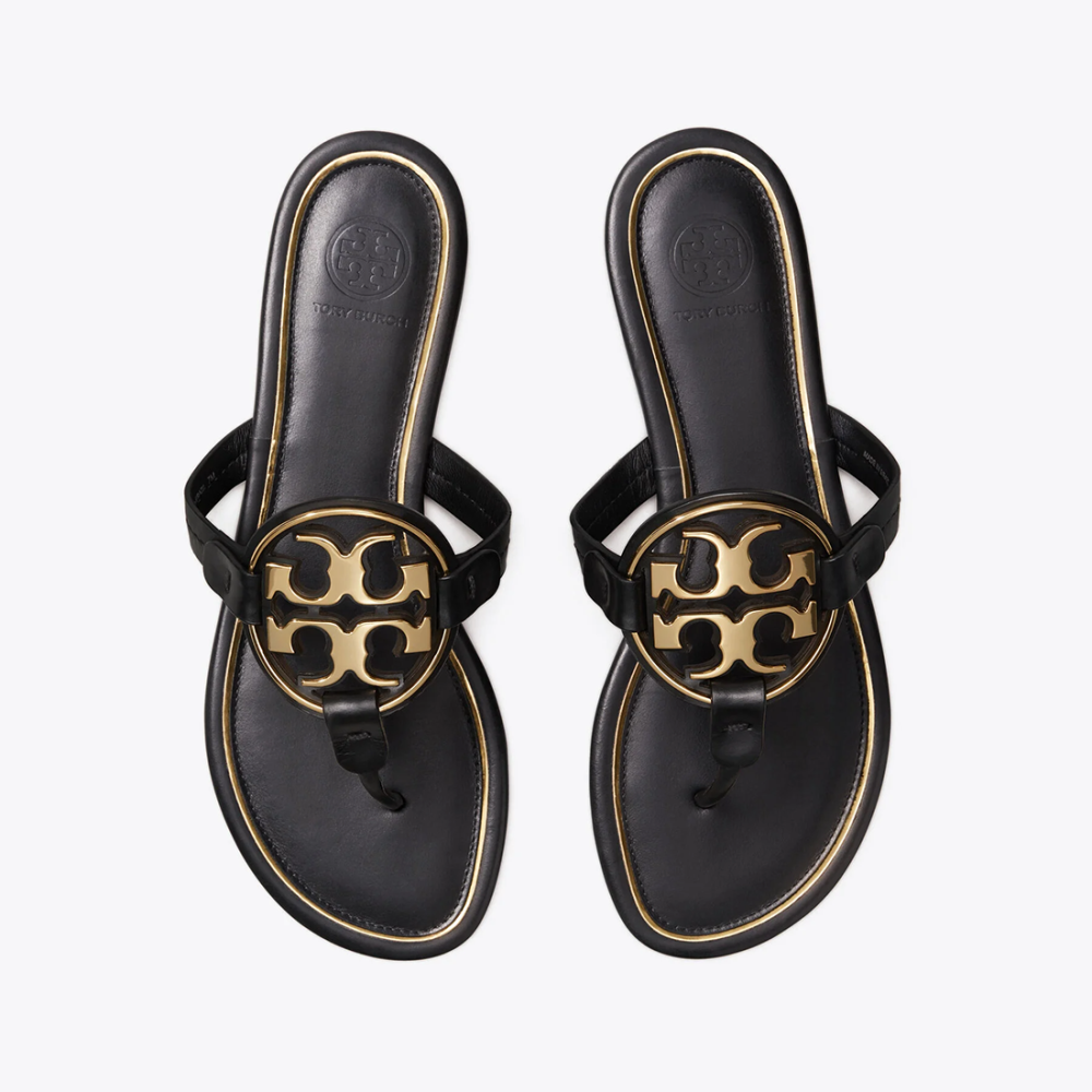 Tory Burch Metal Miller Black Premium Quality Flat Sandal-3