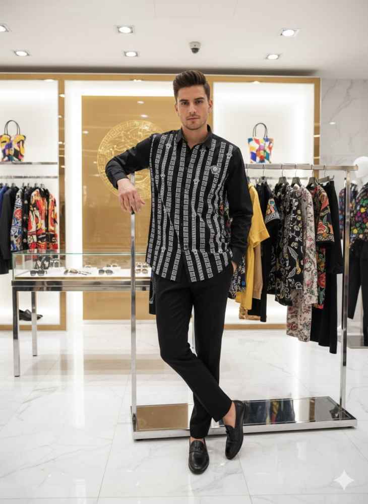 Versace Black Premium Quality Cotton Shirt-3