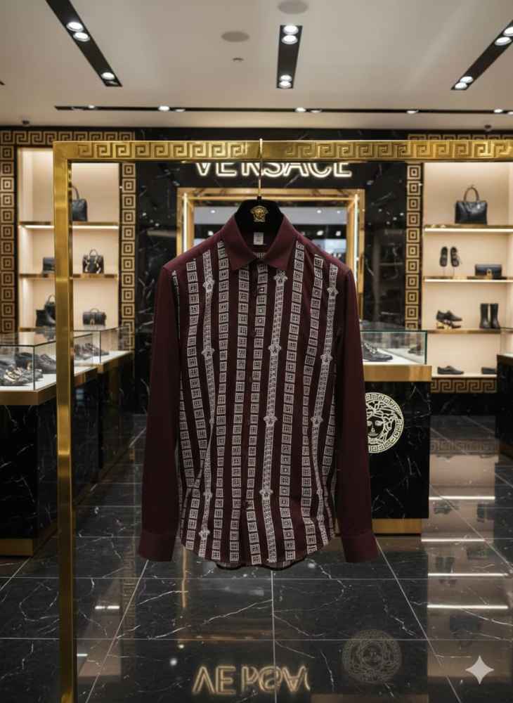 Versace Wine Premium Quality Cotton Shirt-3