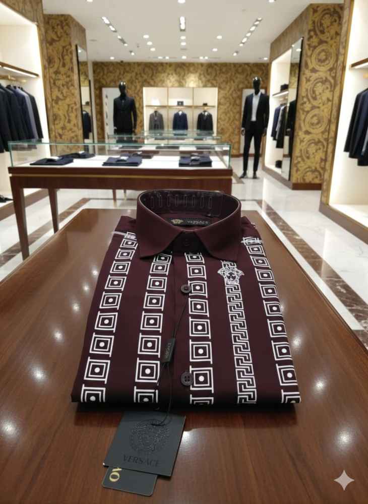 Versace Wine Premium Quality Cotton Shirt-2
