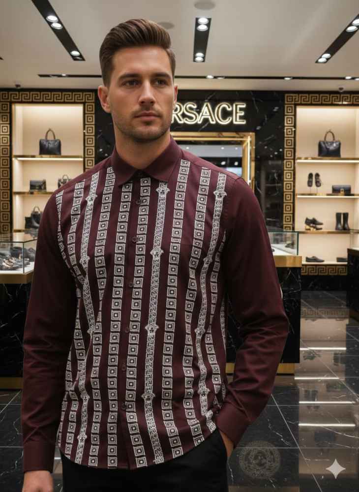 Versace Wine Premium Quality Cotton Shirt-1