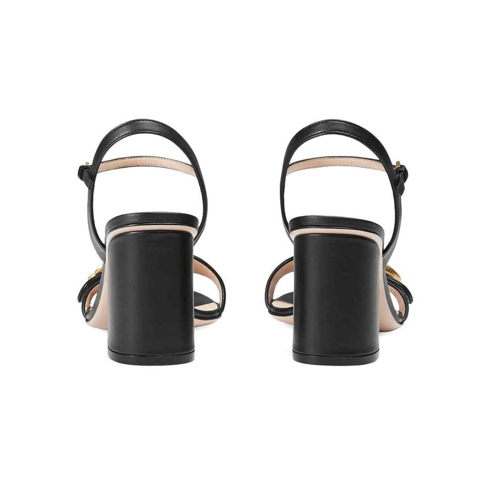 Gucci Marmont Black Mid High Heel Sandals-2