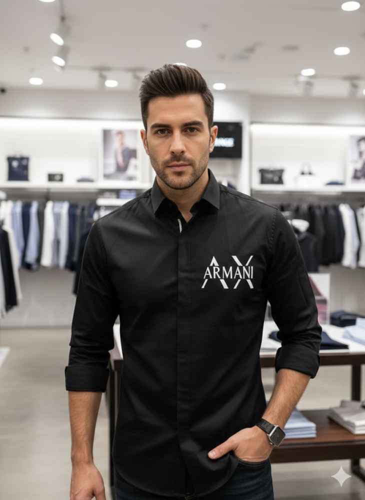 Armani Exchange Black Premium Quality Cotton Shirt-1