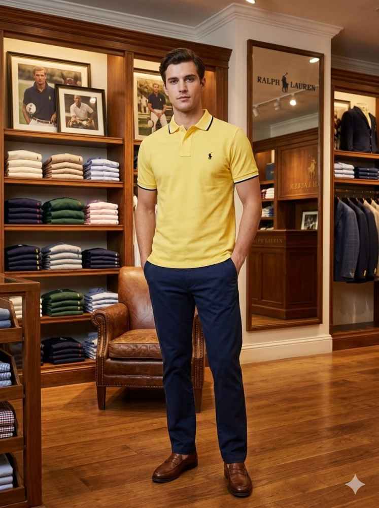 Ralph Lauren Yellow Premium Collar T-shirt-thumb-0