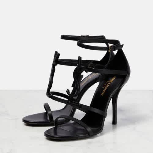 Saint Laurent Black Premium Leather Heel Sandals-2