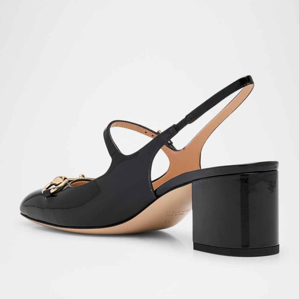 Gucci Horsebit Black Heels Sandles-thumb-4
