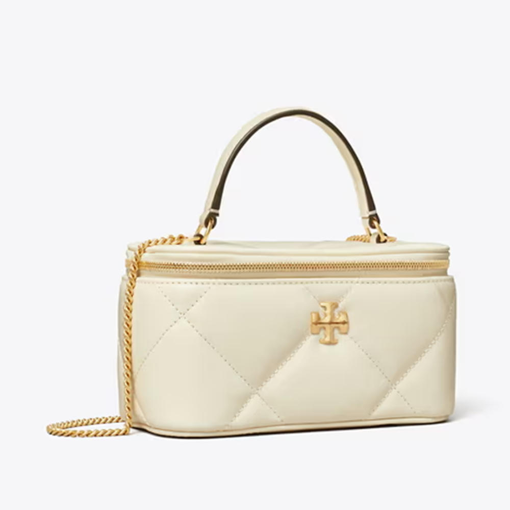 Tory Burch Diamond Kira White Quilted Vanity Handbag-1