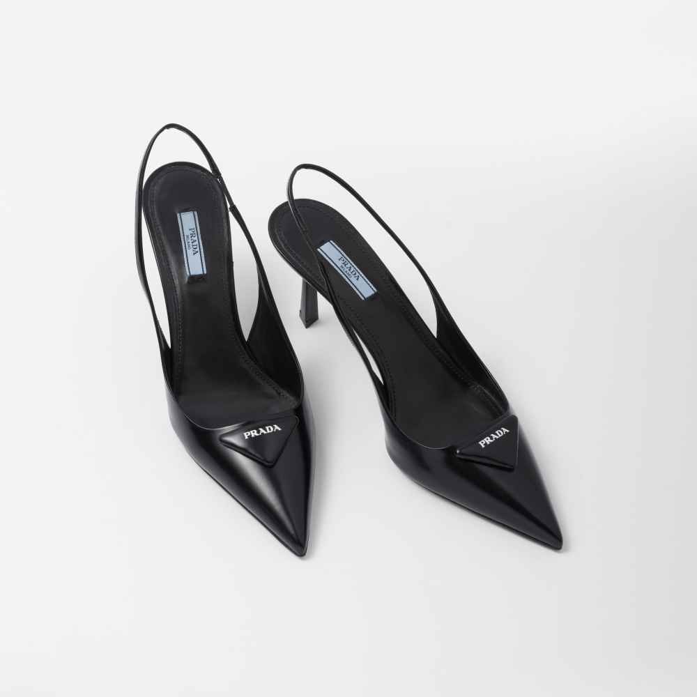 Prada Black Slingback Heels Sandles-thumb-0