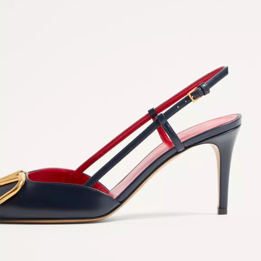 Valentino Vlogo Signature Black Leather Premium Quality Heel Sandals-thumb-4