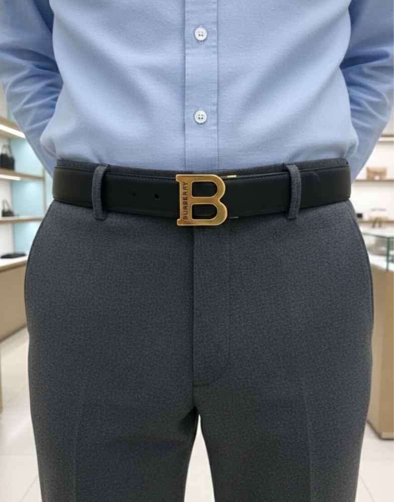 Burberry Golden Premium Quality Leather Belt-thumb-3