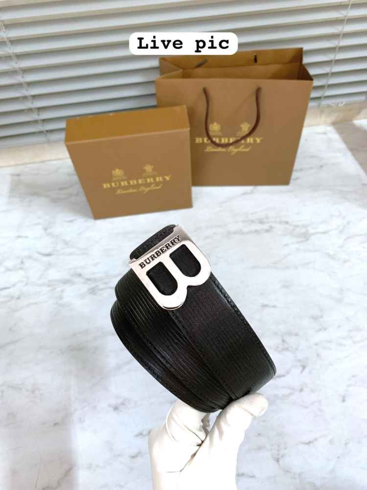 Burberry Silver Premium Quality Leather Belt-4