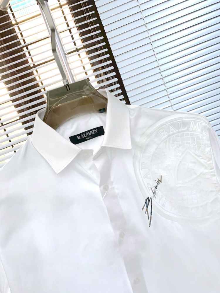 Balmain Embroidered White Premium Cotton Shirt-2
