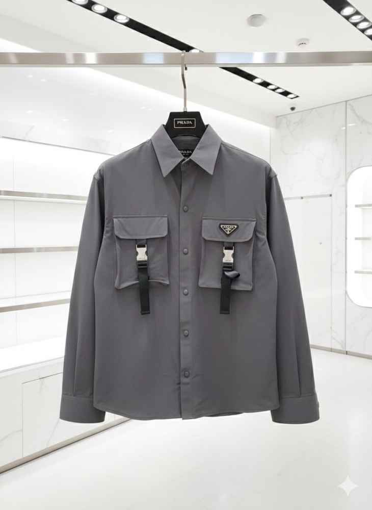 Prada Embroidery Grey Premium Quality Shirt-1