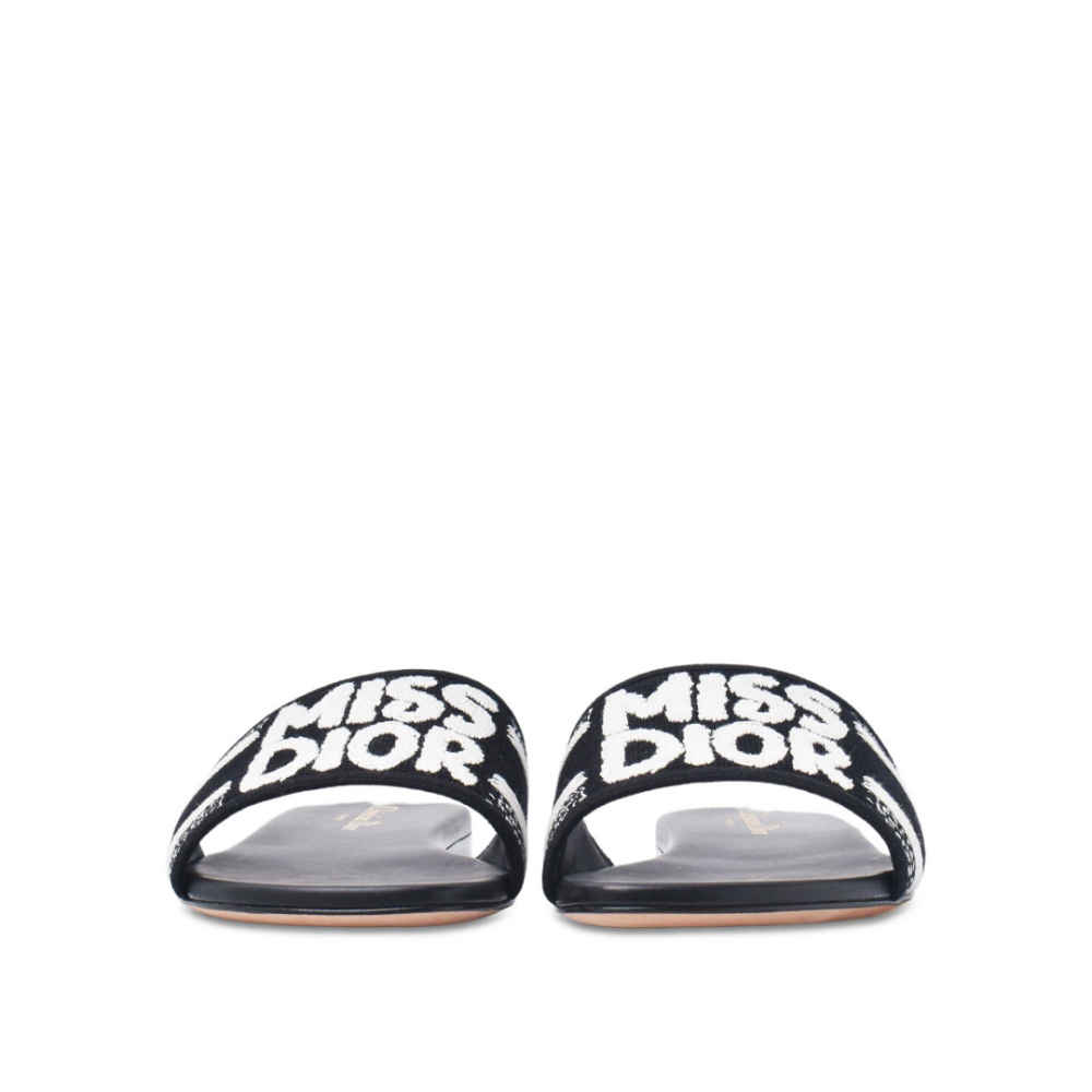 Miss Dior Black Premium Quality Women's Flat Sandals-1