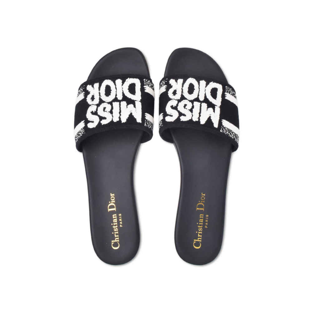Miss Dior Black Premium Quality Women's Flat Sandals-4