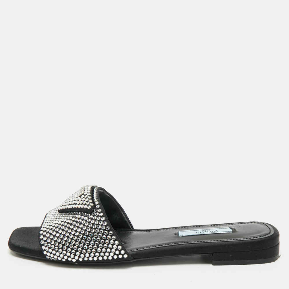 Prada Black & White Premium Quality Women's Flat Sandals-1