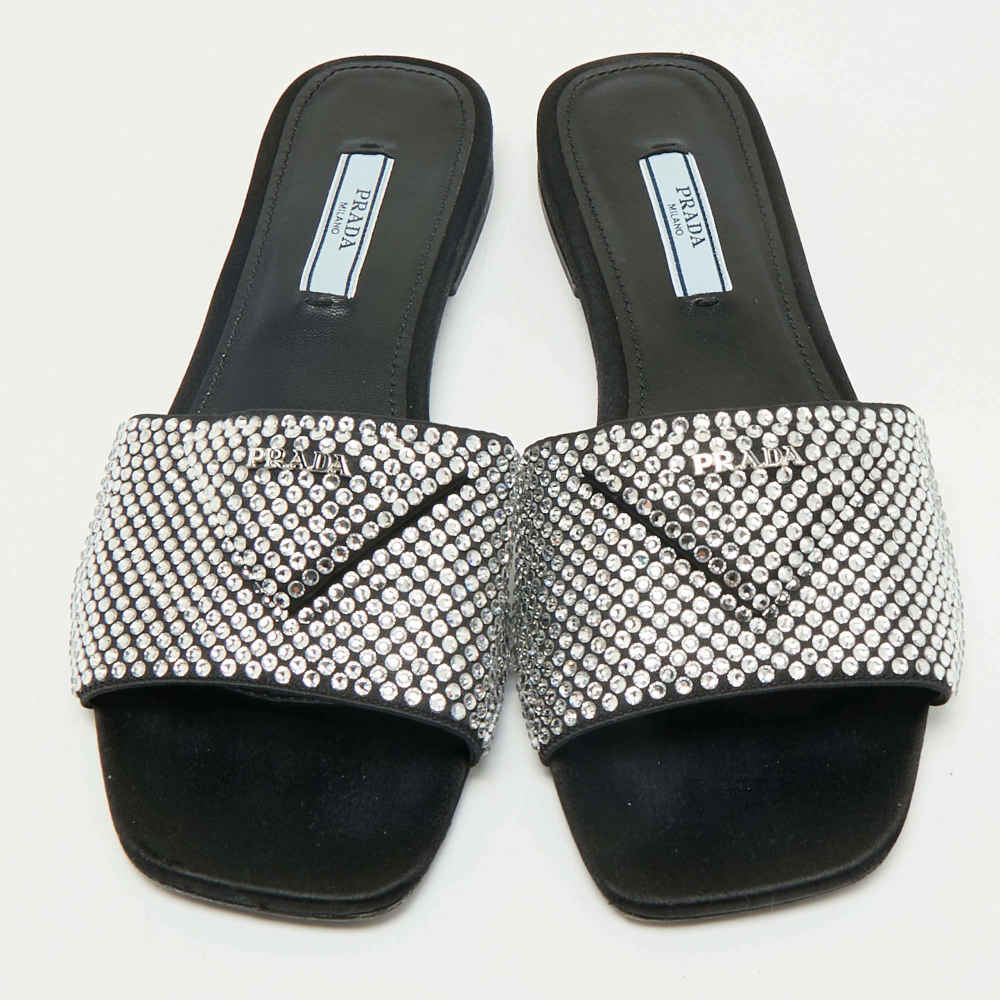 Prada Black & White Premium Quality Women's Flat Sandals-2