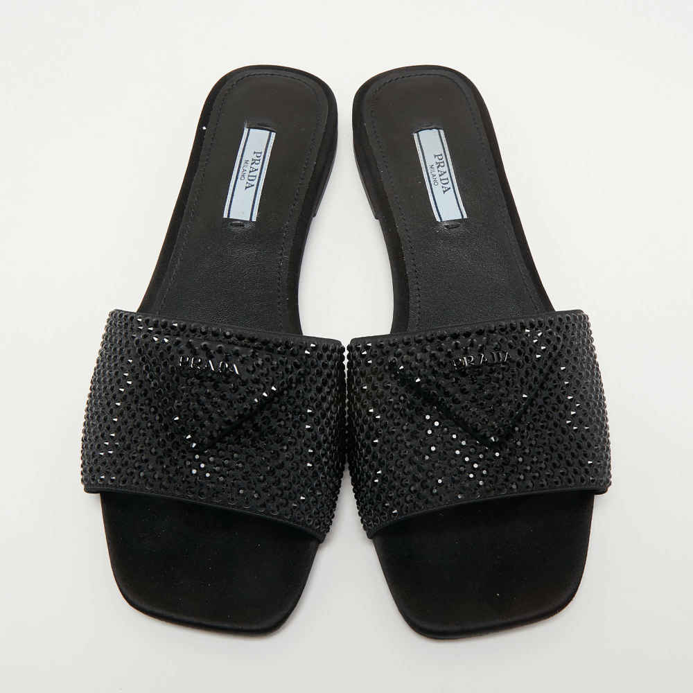 Prada Black Premium Quality Women's Flat Sandals-thumb-2