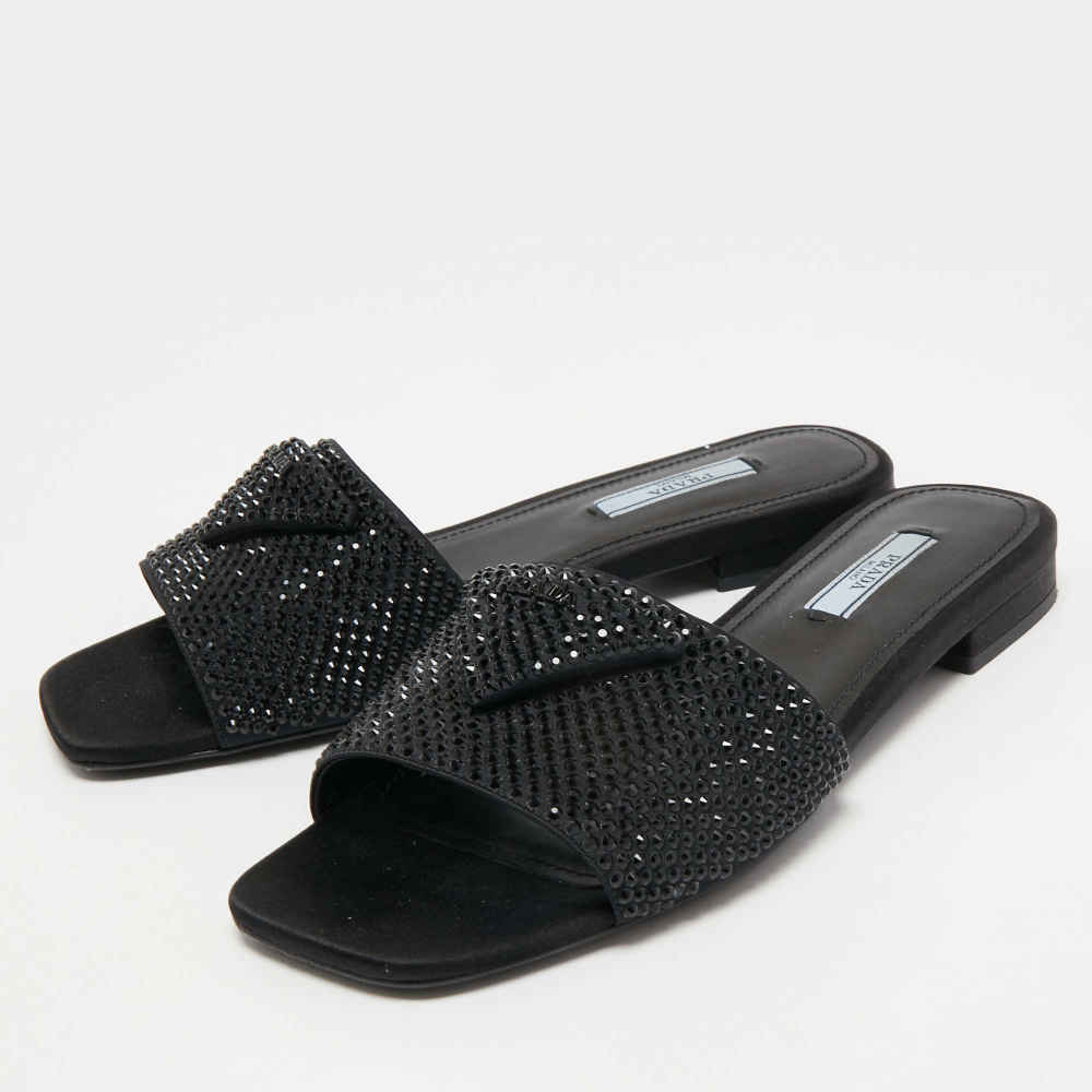 Prada Black Premium Quality Women's Flat Sandals-thumb-0