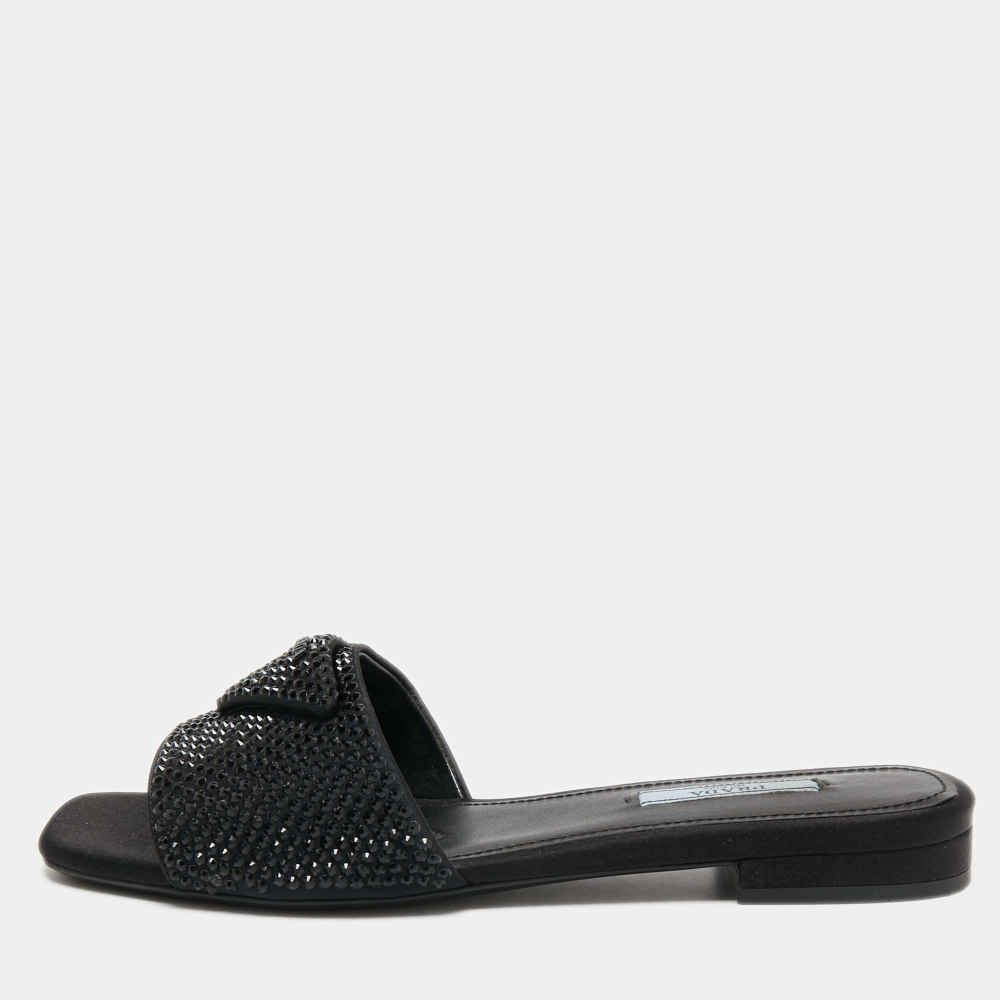 Prada Black Premium Quality Women's Flat Sandals-thumb-1