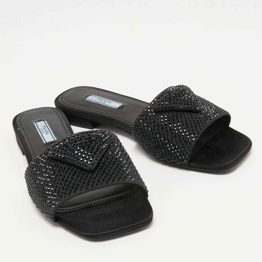 Prada Black Premium Quality Women's Flat Sandals-thumb-4