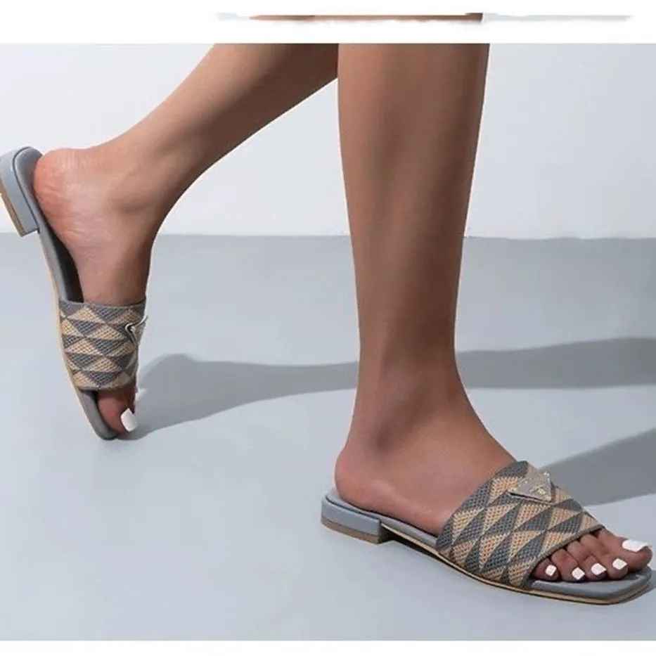 Prada Grey Premium Quality Women's Flat Sandals-thumb-1