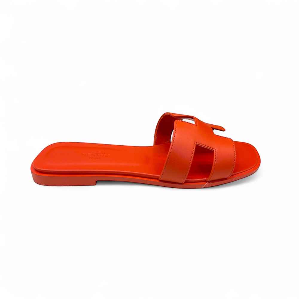 Hermes Orange Premium Quality Women's Flat Sandals-thumb-1