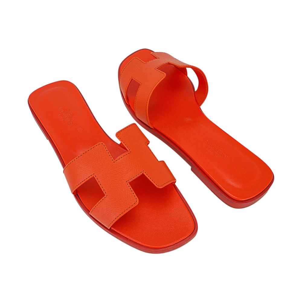 Hermes Orange Premium Quality Women's Flat Sandals-thumb-4