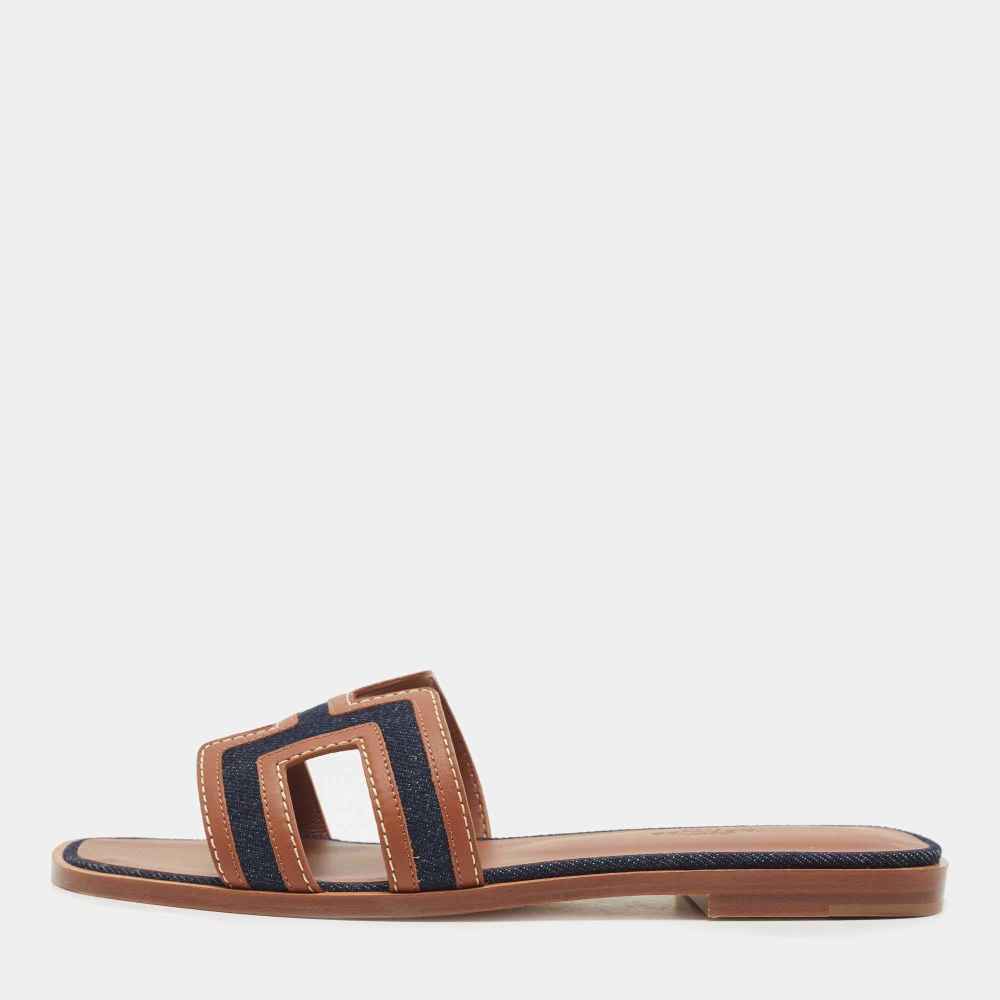 Hermes Brown Premium Quality Women's Flat Sandals-thumb-0