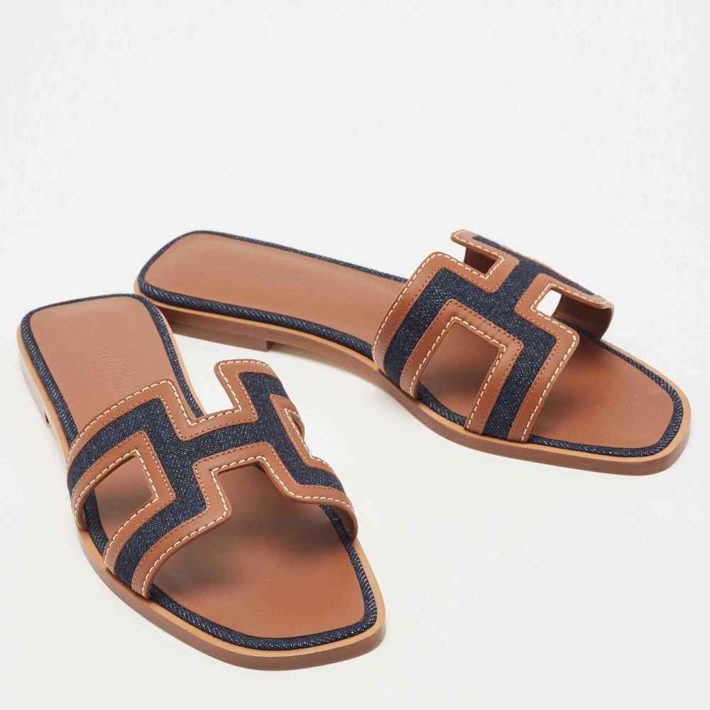 Hermes Brown Premium Quality Women's Flat Sandals-thumb-2