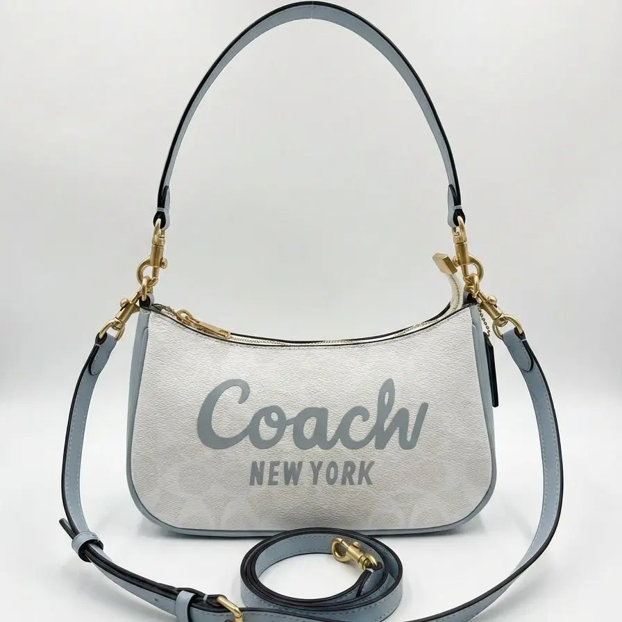 Coach Emboss Teri bold Logo White Hobo Bag-thumb-0