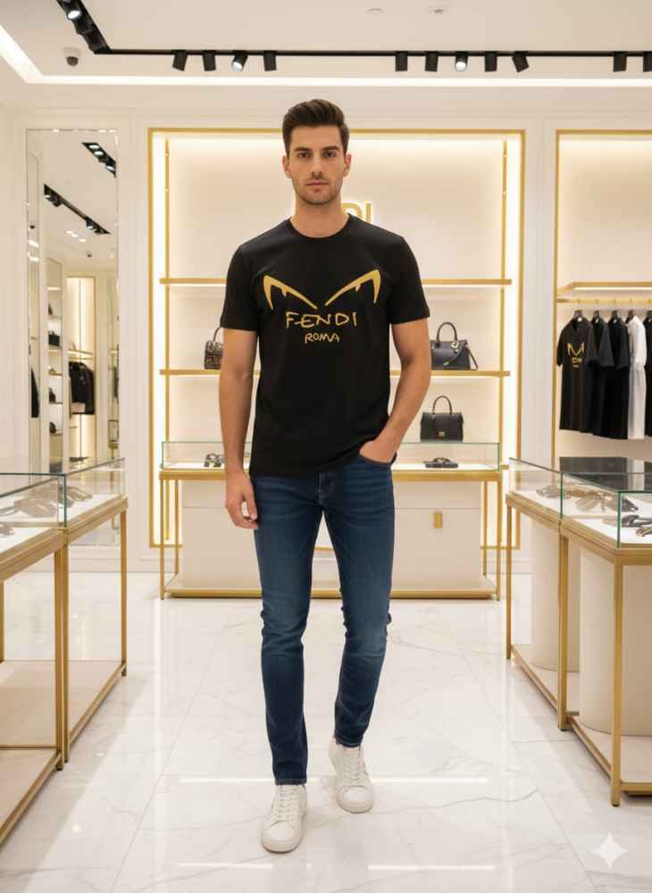 Fendi Black Premium Quality T-shirt-thumb-0