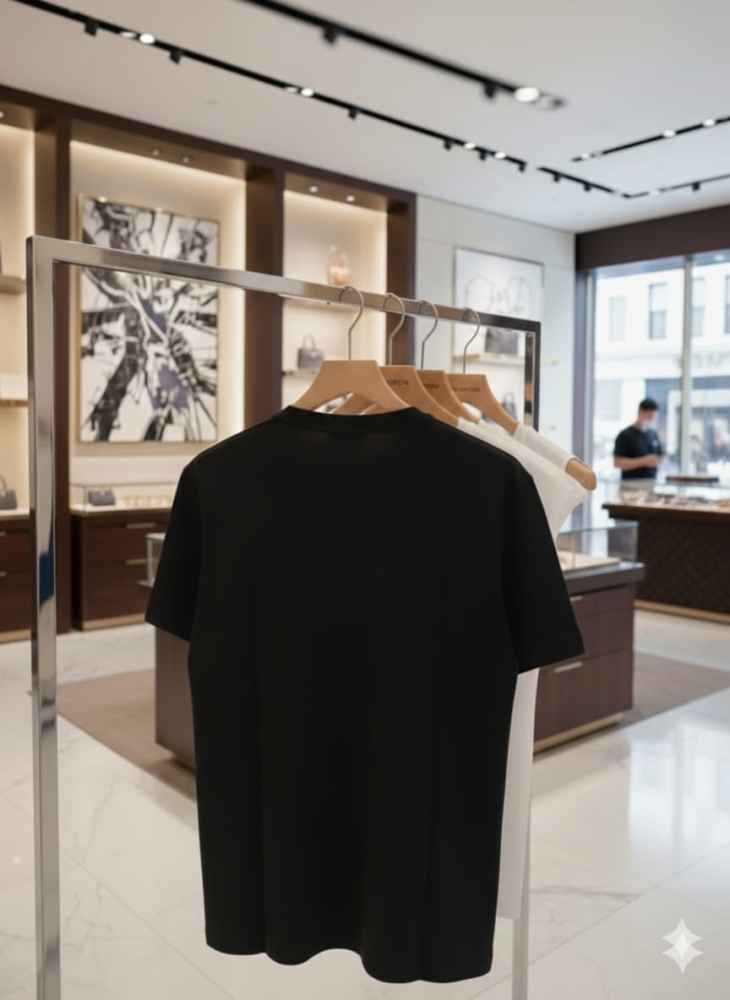 Louis Vuitton Black Embroidery Logo Premium T-shirt-thumb-3