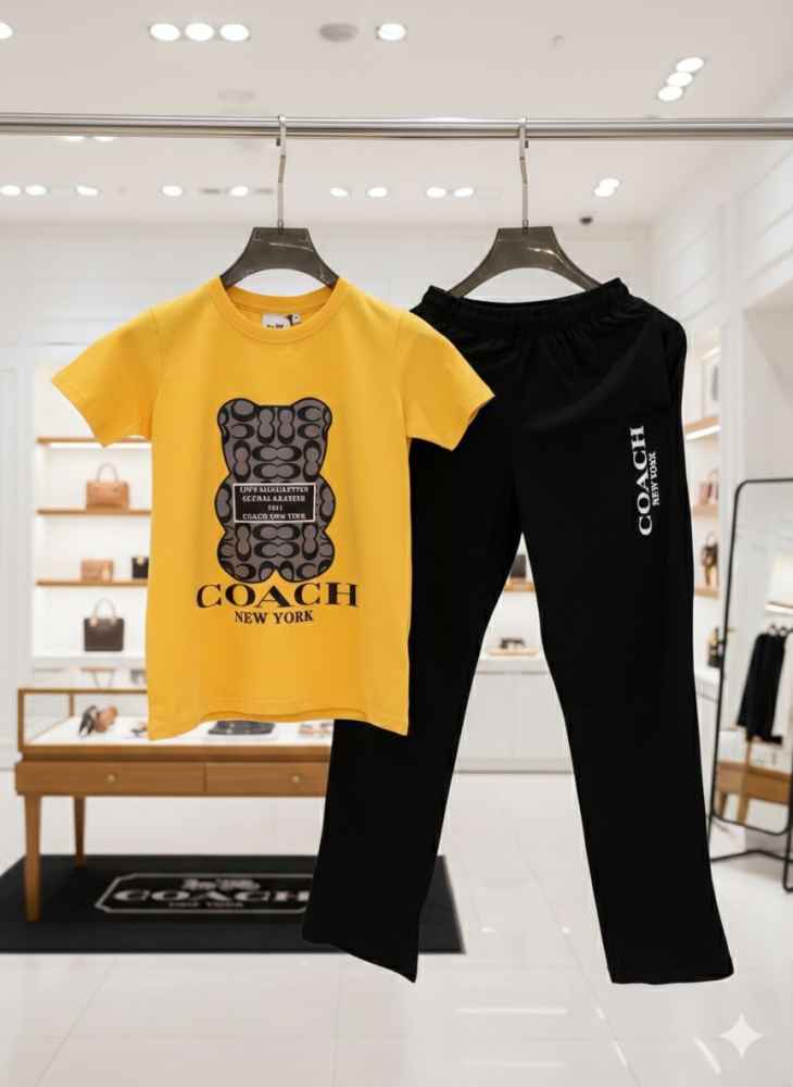 Coach Yellow/Black Premium Quality Co-ord Set-4