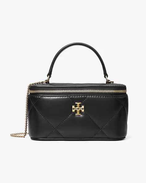 Tory Burch Diamond Kira Black Quilted Vanity Handbag-thumb-0