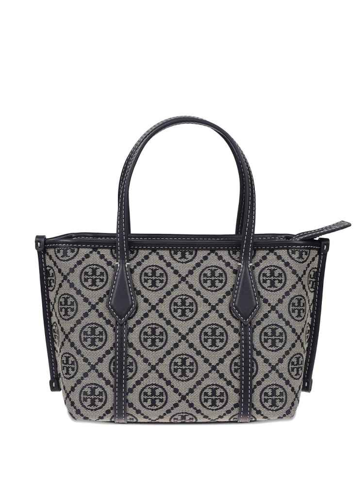 Tory Burch Perry Black Small Embossed Tote Bag-thumb-2