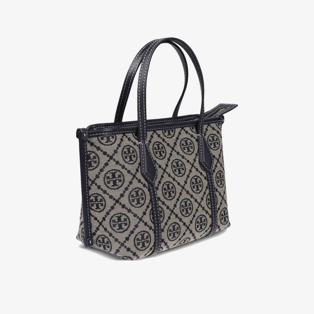 Tory Burch Perry Black Small Embossed Tote Bag-thumb-1