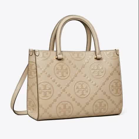 Tory Burch Monogram Beige Small Tote Bag-1