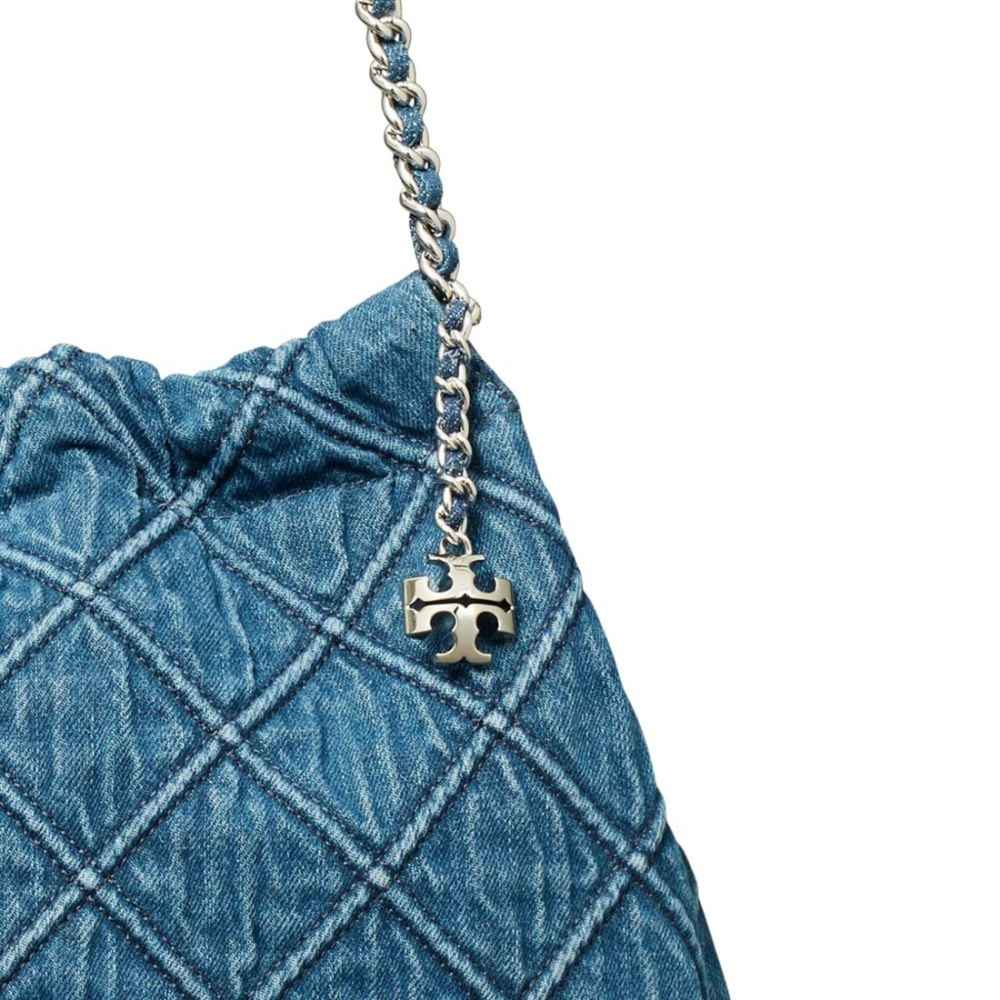 Tory Burch Fleming Blue Denim Satchel Shoulder Bag-3