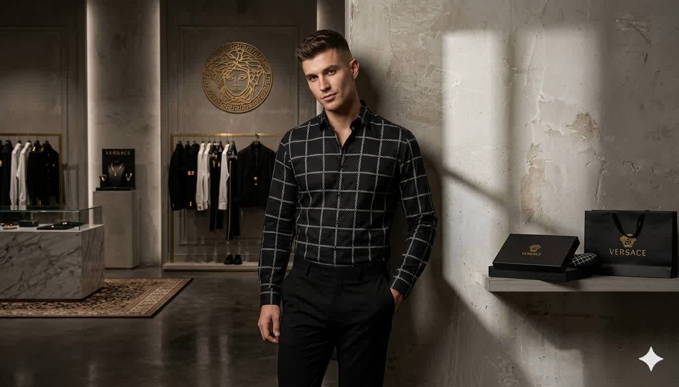 Versace Black Premium Quality Cotton Shirt-1