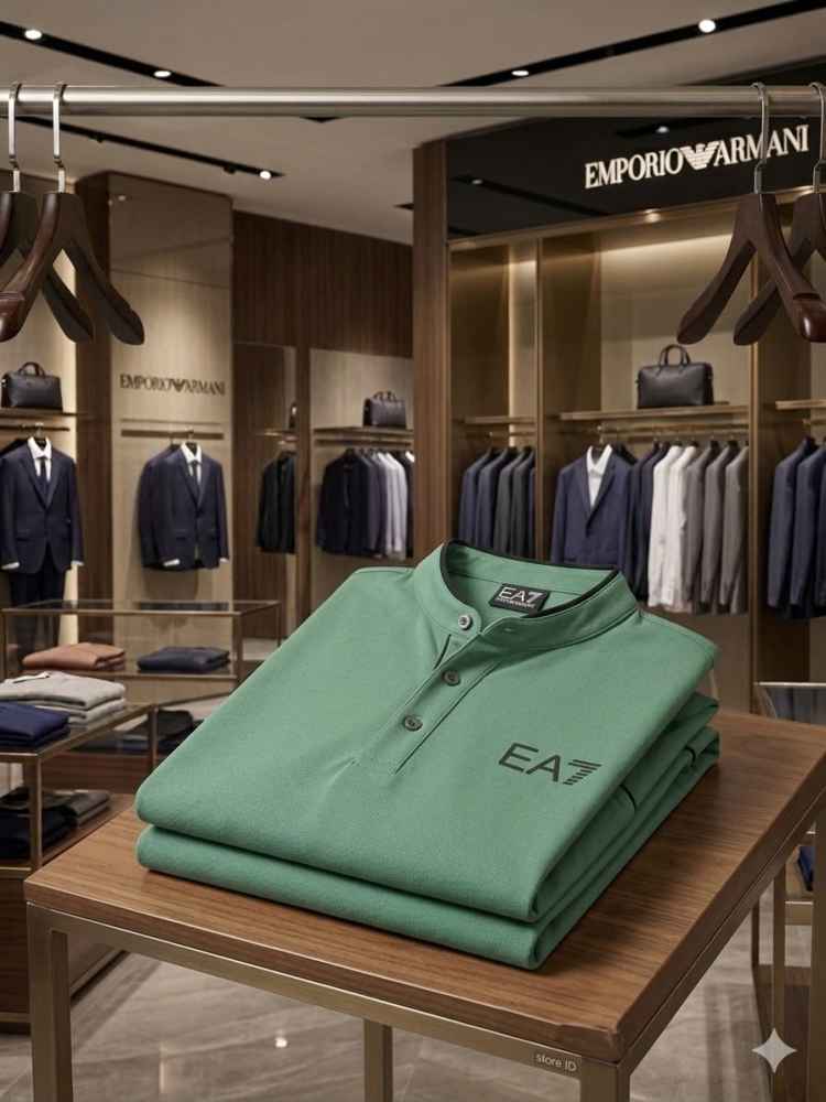Emporio Armani Green Premium Collar T-shirt-2