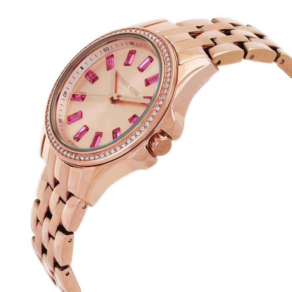 Michael Kors Mini Pilot Pave Quartz Rose Gold Dial Ladies Watch-2