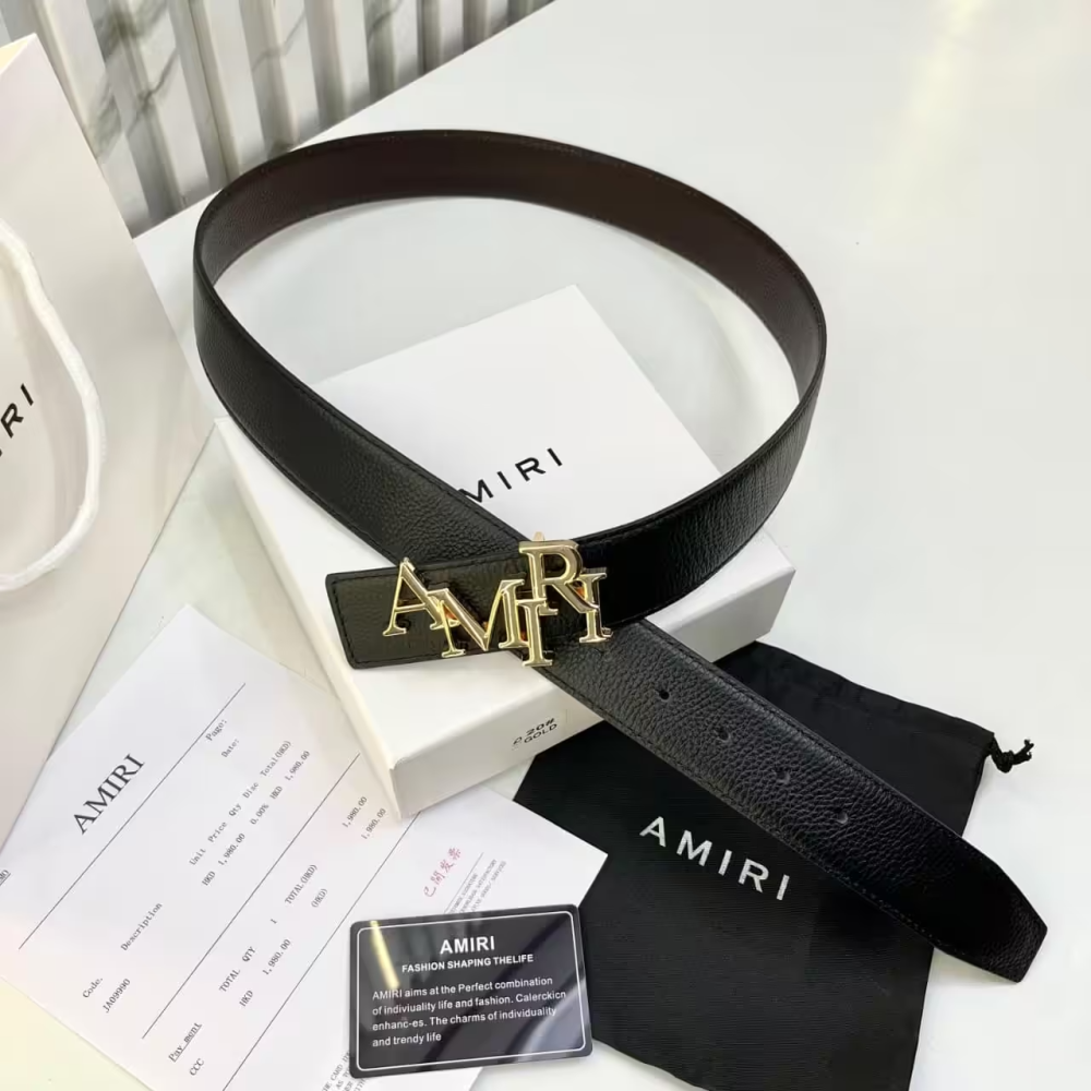 Amiri Staggered Logo Belt-thumb-0