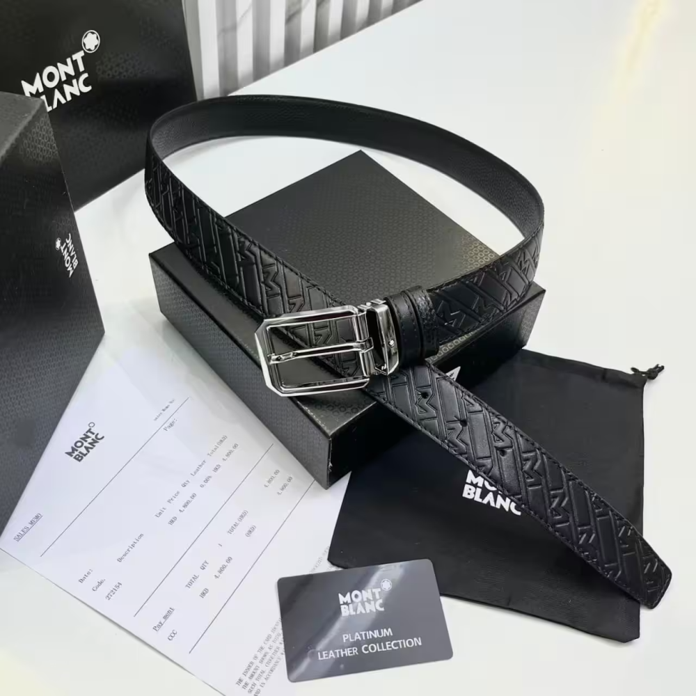 Montblanc Extreme 3.0 Black Leather Belt-thumb-0
