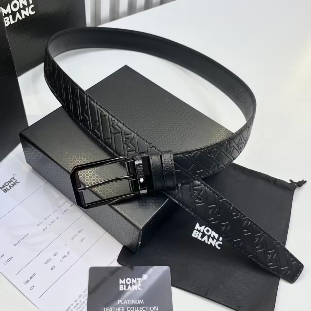 Montblanc Extreme 3.0 Black Leather Belt-thumb-0