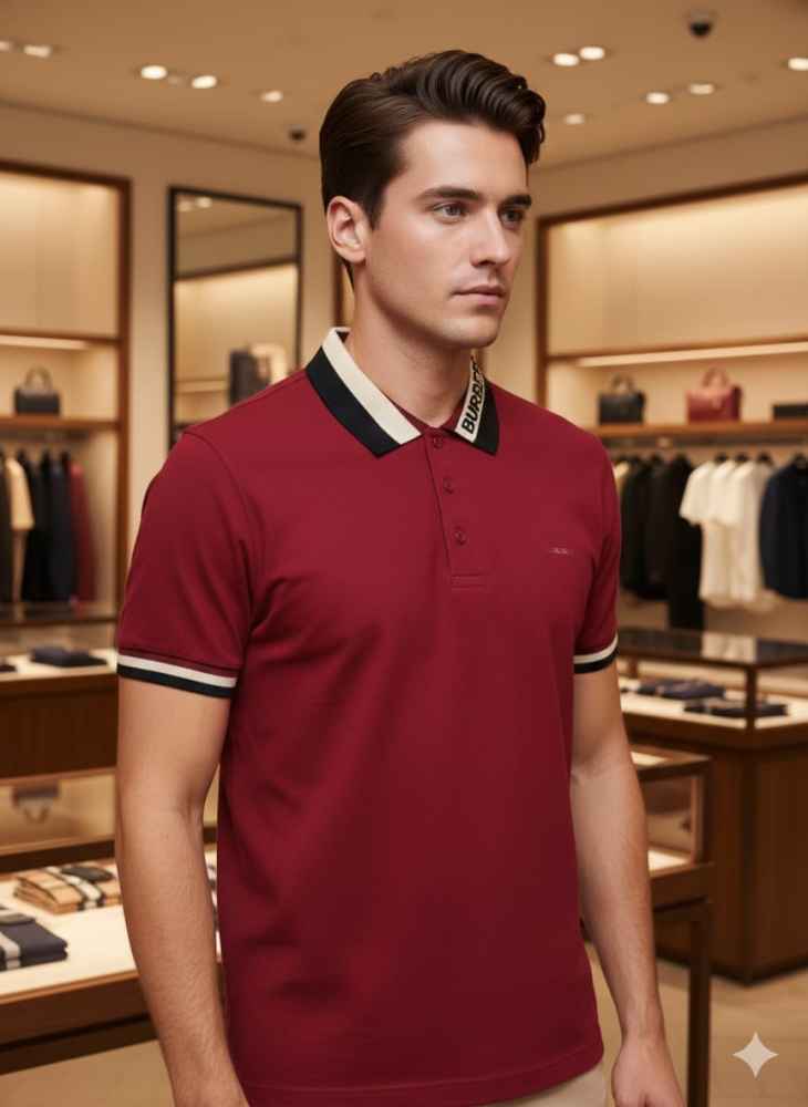 Burberry Red Premium Exclusive Polo T-shirt-1